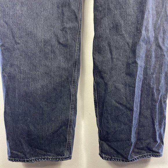 American Eagle High Rise Baggy Mom Jeans Women 14 Distressed Black Relaxed Denim - Picture 13 of 16